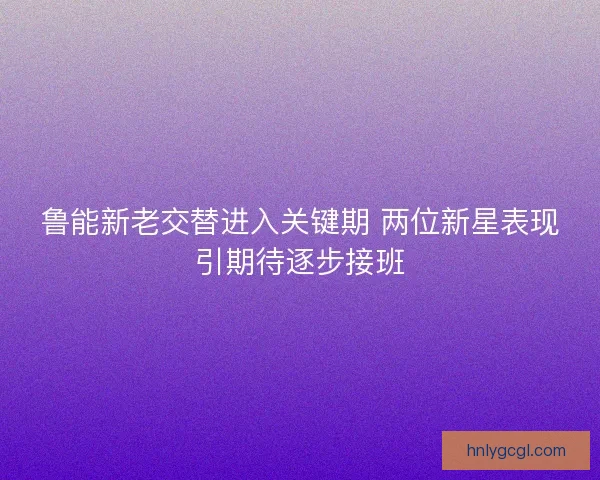 鲁能新老交替进入关键期 两位新星表现引期待逐步接班 鲁能新老交替进入关键期 两位新星表现引期待逐步接班